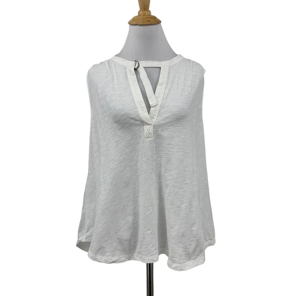 Akemi + Kin Blouse Womens M Medium White Adjustable Keyhole Gauze Anthropologie
